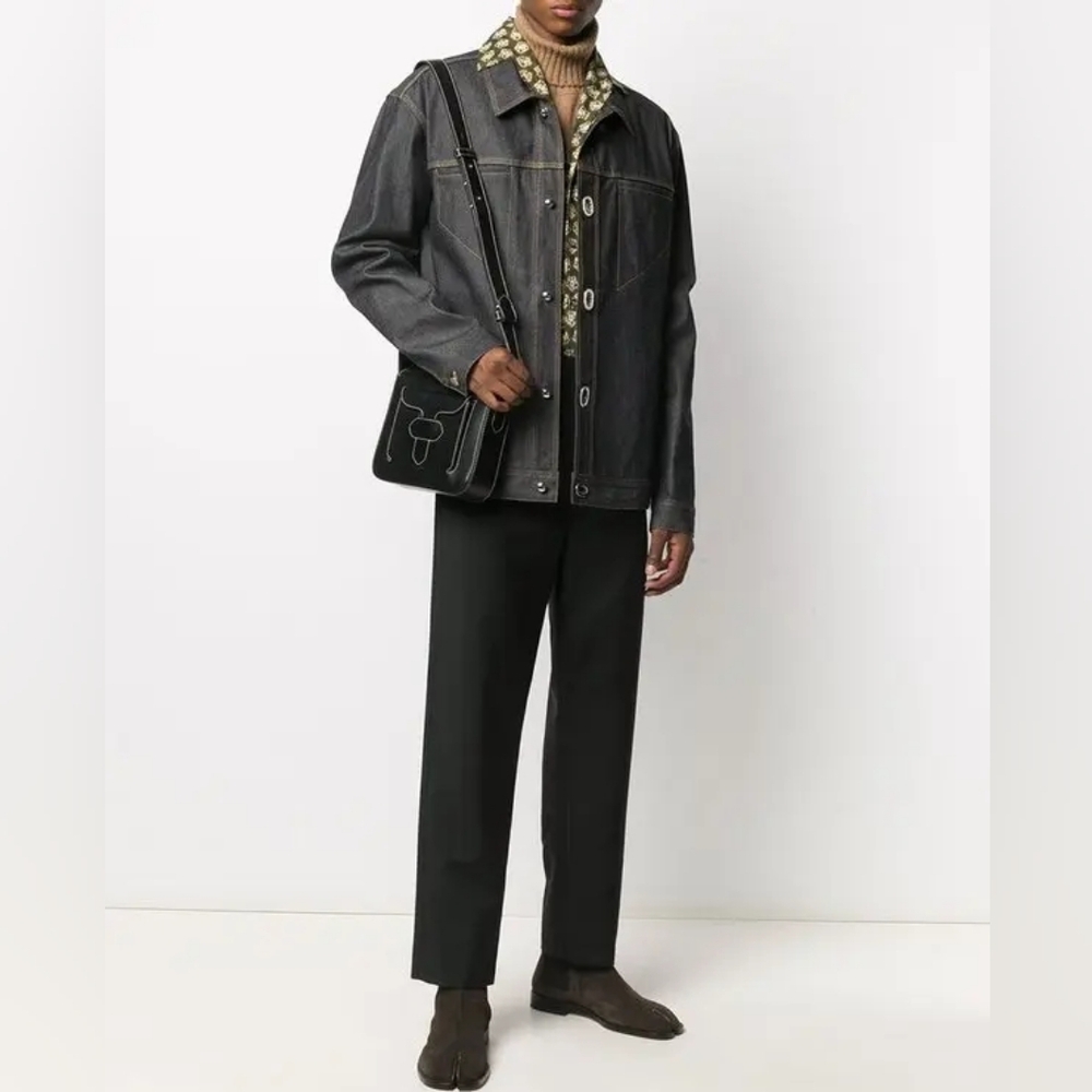 Bottega Vaneta 38 S Twist Lock Indigo Blue Denim Jacket Shirt Fireman IT Kapital